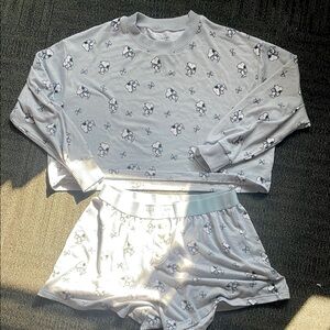 Light Blue Snoopy Printed Women's Sleepwear Set
